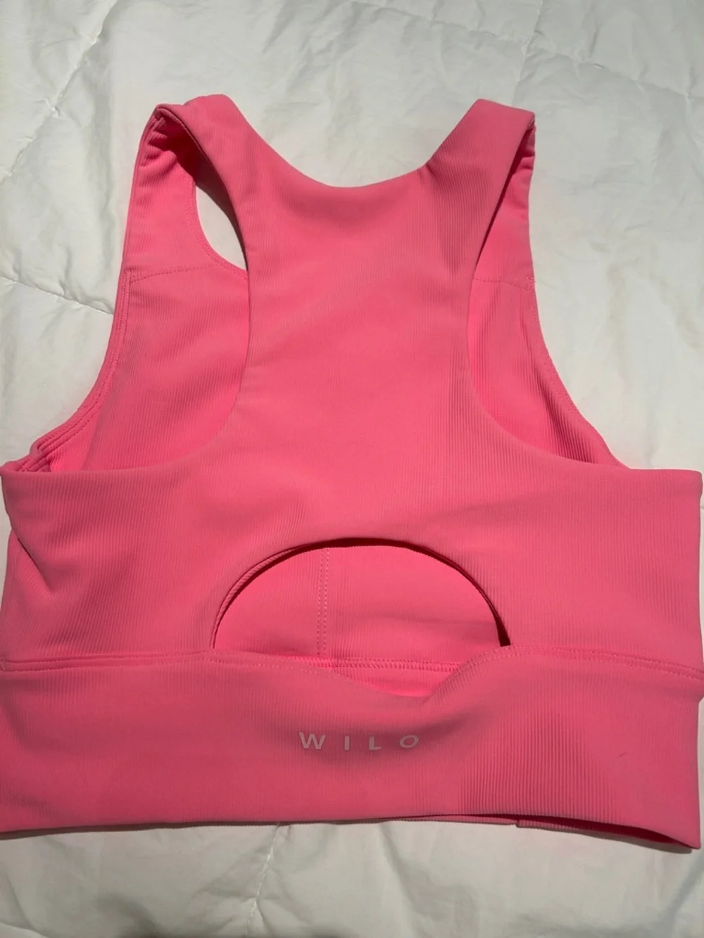 Wilo Pink Ribbed Racerback Crop Top - Picture 4 of 4